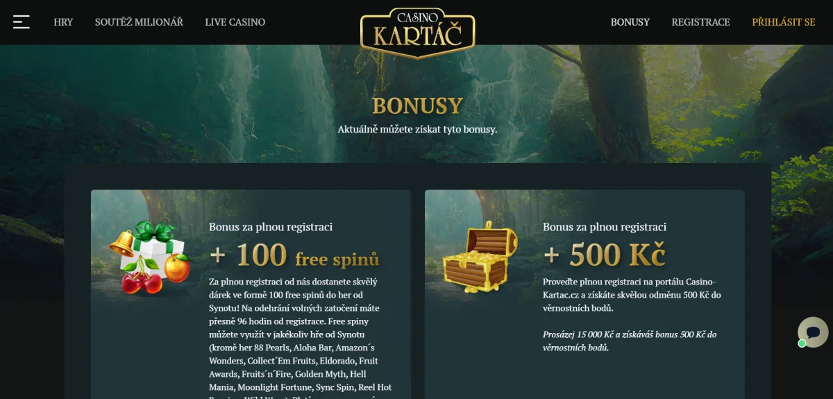 kartac bonusy casino